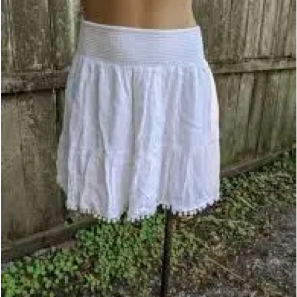 Lilly Pulitzer Resort White Gauze 'Evelyn' Pom Pom Lined Skirt Women's Size XXS